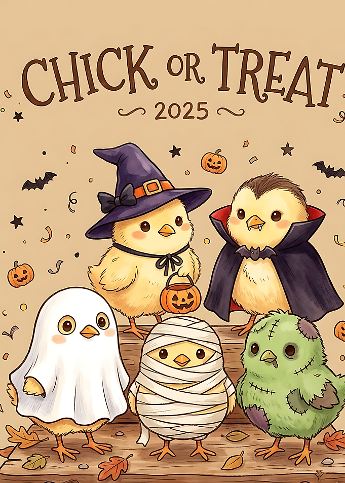 Cute Halloween Chicks Costume Illustration