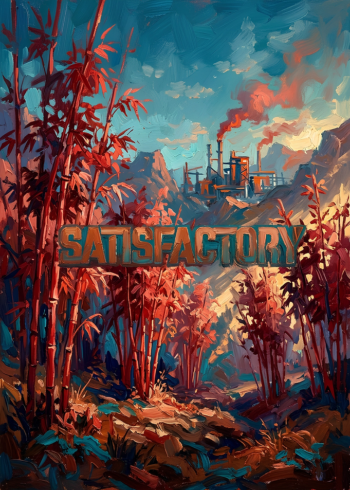 Satisfactory Game Industrial Landscape Art