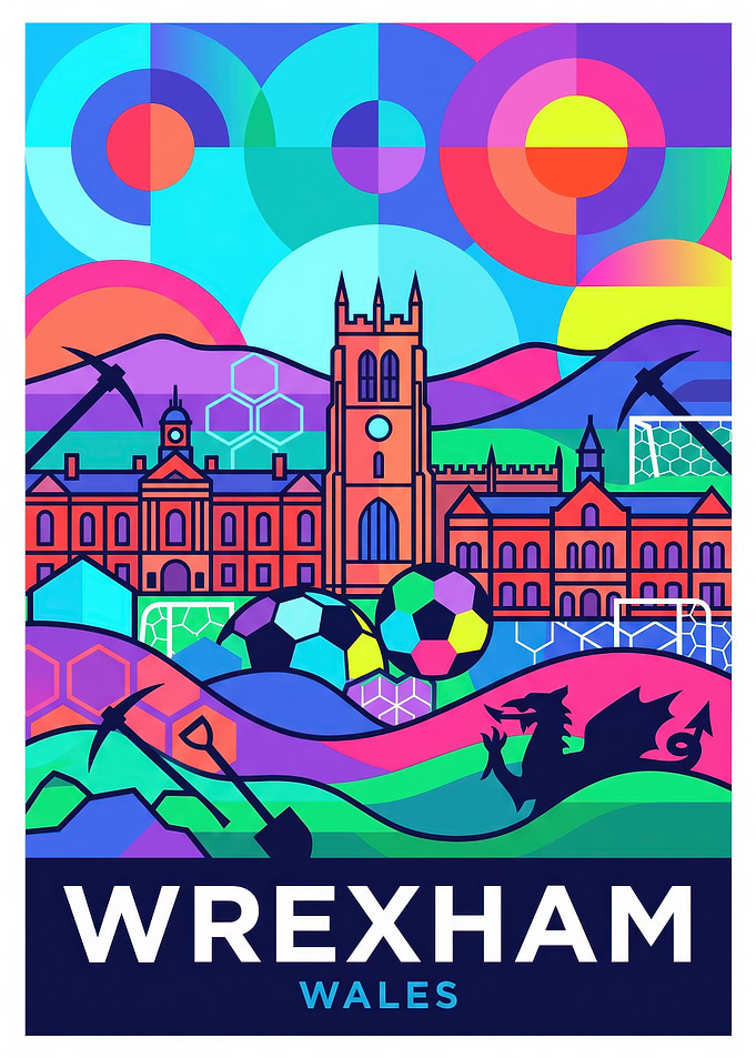Wrexham Wales Pop Art Poster