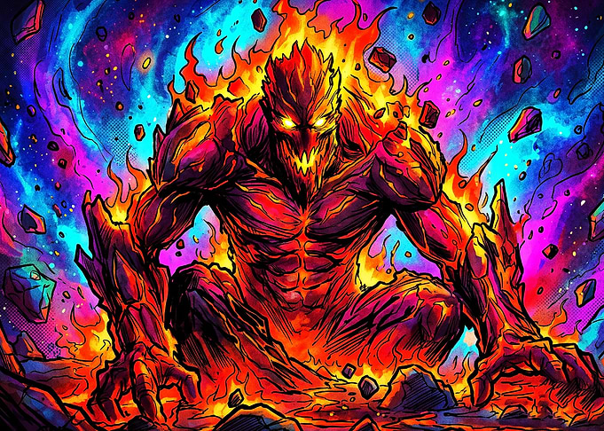 Fire Monster Cosmic Glow Art