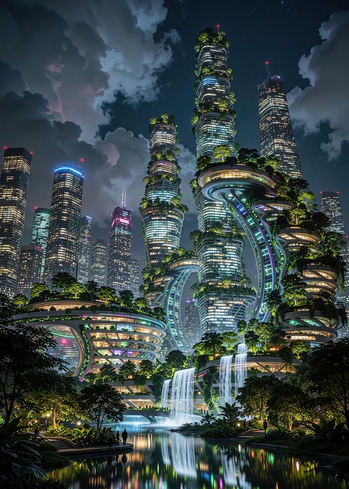 Futuristic solarpunk city