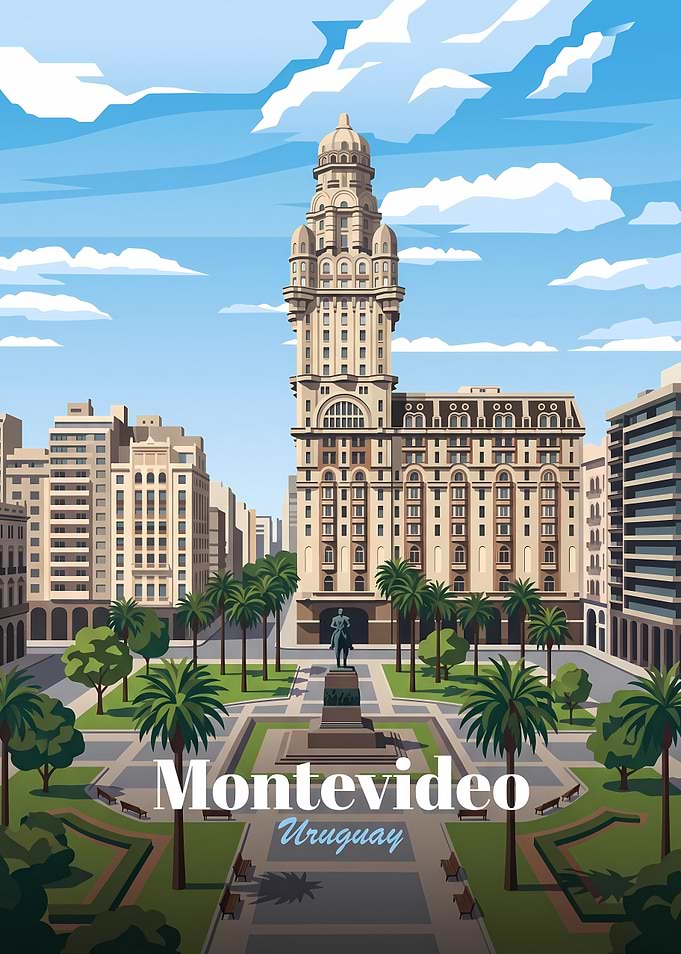 Montevideo Uruguay Travel Poster