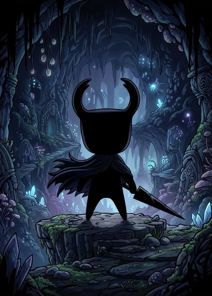 Hollow Knight Standing in Cavern