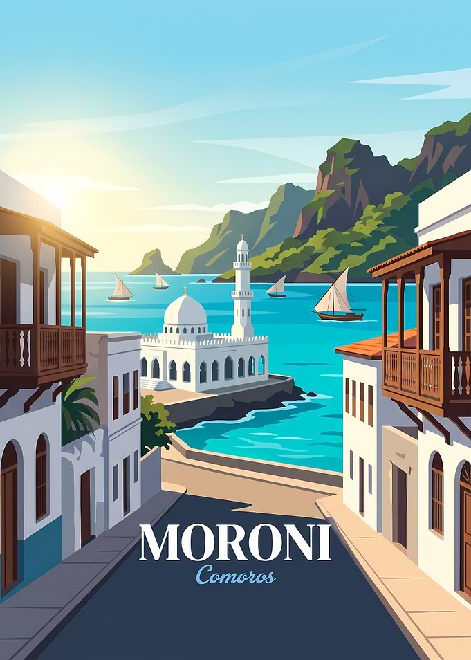 Moroni Comoros Travel Poster