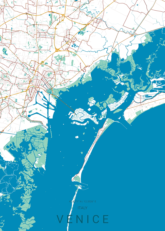 Minimalist Map of Venice Italy