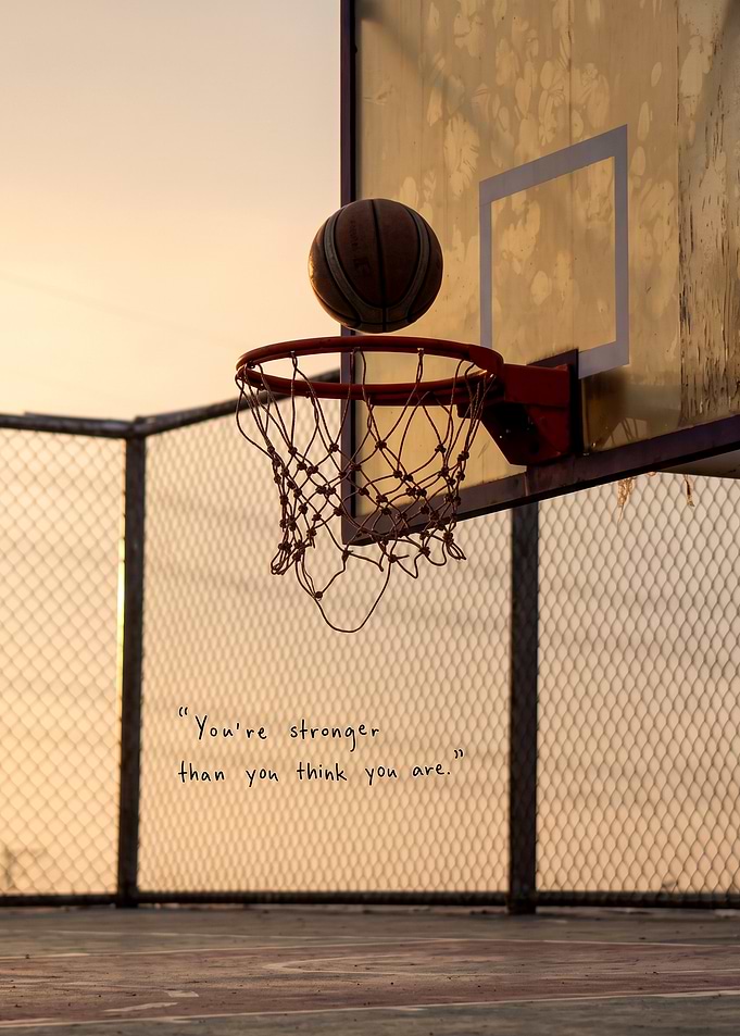 Basketball Hoop with Inspirational Quote