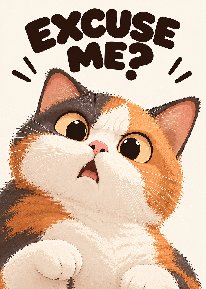 Funny Calico Cat Excuse Me Illustration