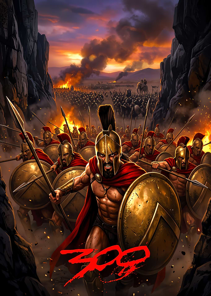 300 Spartan Warriors Battle Scene