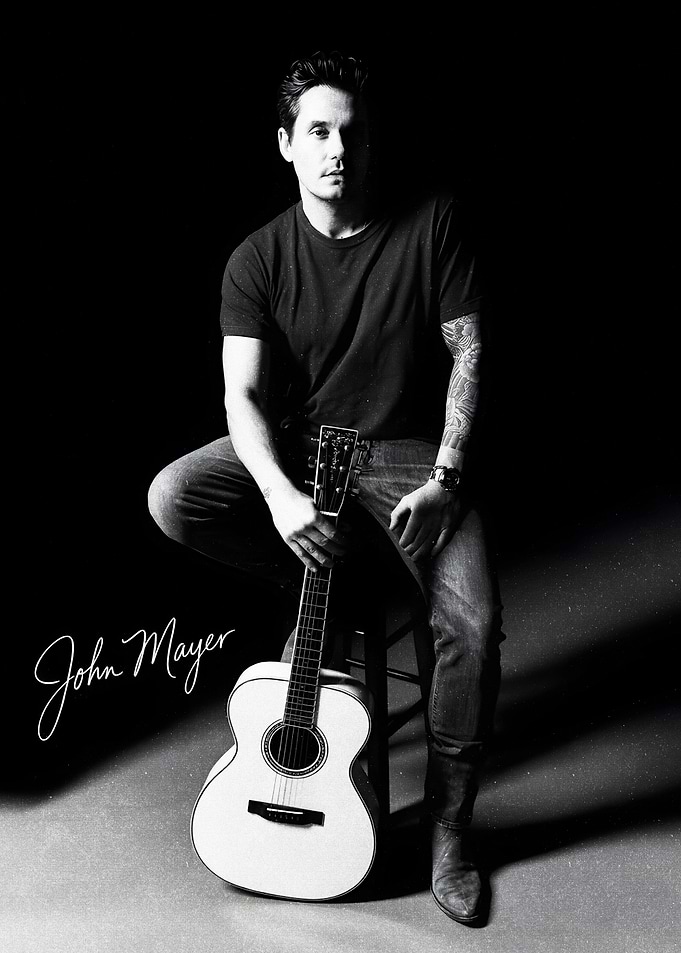 John Mayer Portrait with Acoustic Guitar