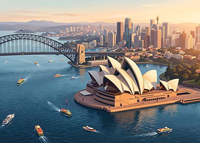 Sydney Opera House and Harbour Bridge Skyline