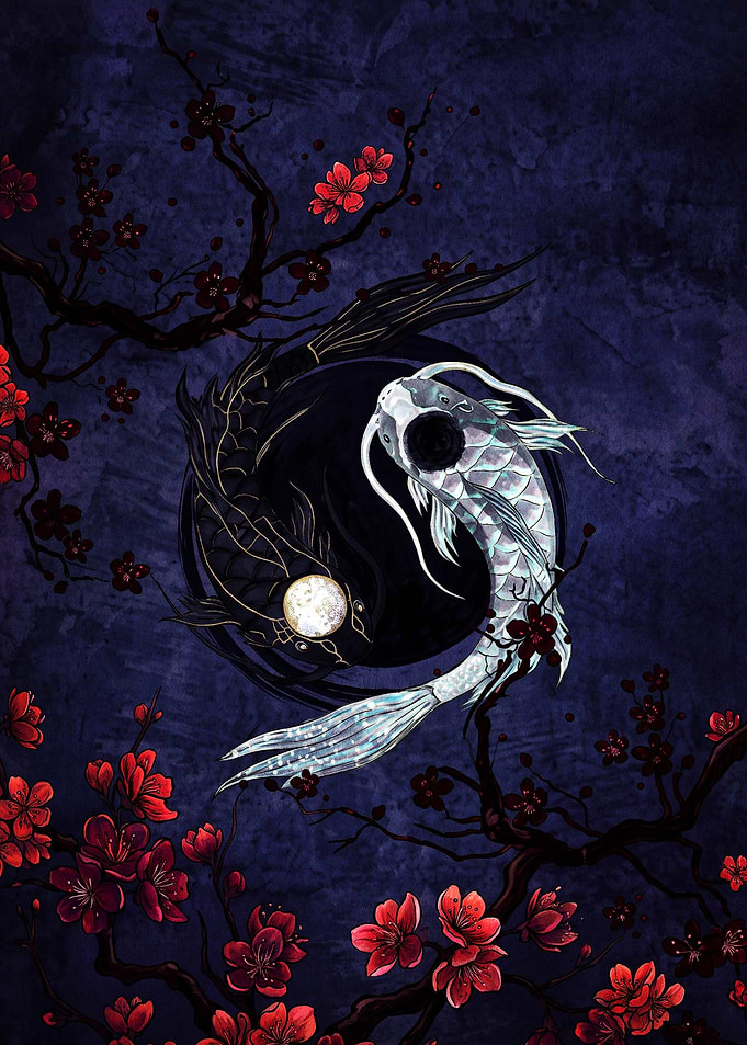 Yin Yang Koi Fish Illustration