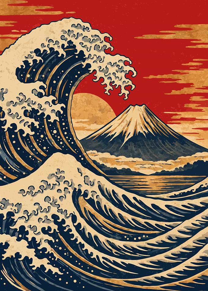 Great Wave and Mount Fuji Art