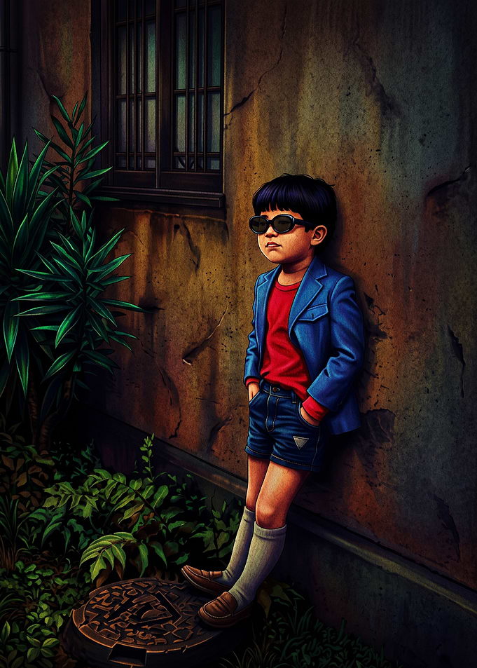 Conan Edogawa Leaning Against Wall