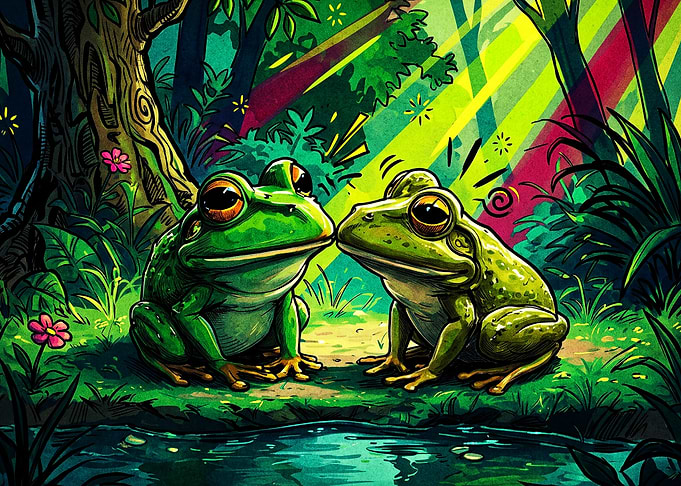 Frog Jungle Forest Cute Anime Art