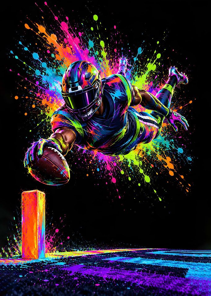 Neon Football Touchdown Dive