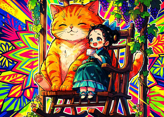 Anime Cat Girl Trippy Psychedelic A