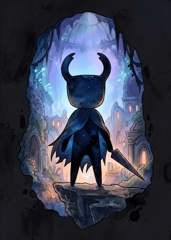 Hollow Knight Cosmic Silhouette Art