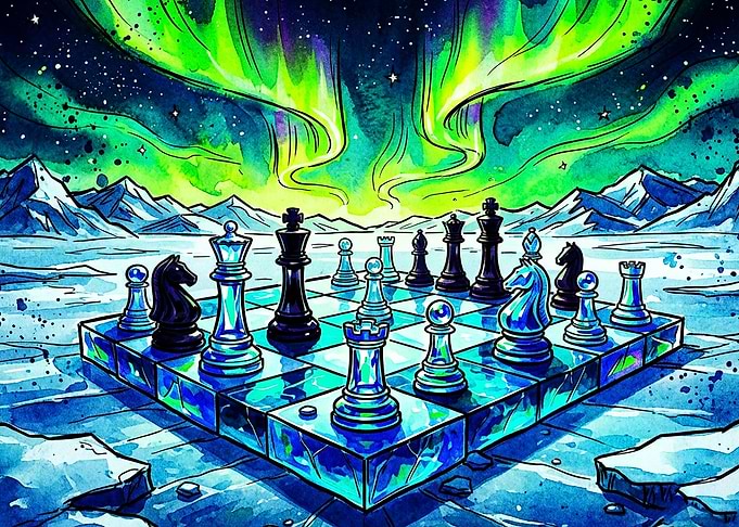 Chess Aurora Borealis Watercolor Ar
