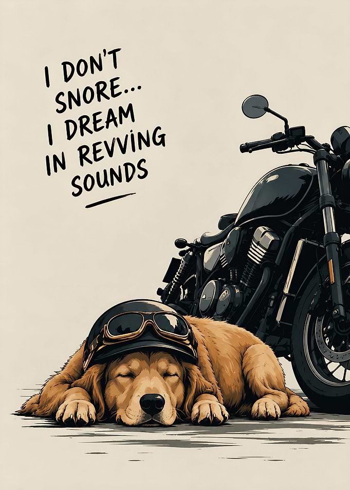 Sleeping Biker Dog Poster