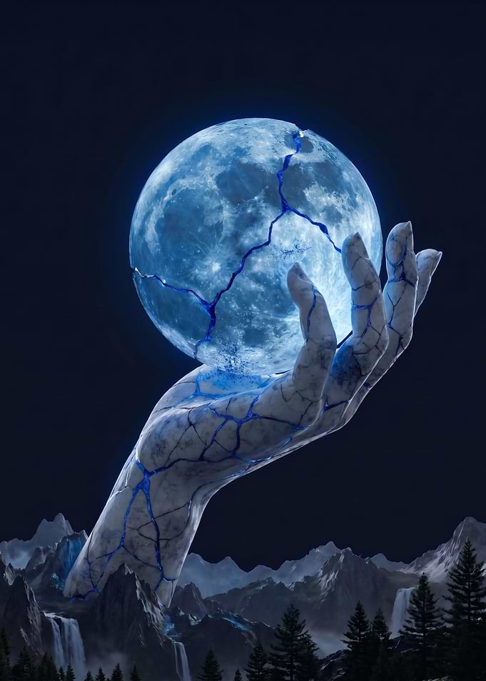 Cracked Moon Surreal Fantasy
