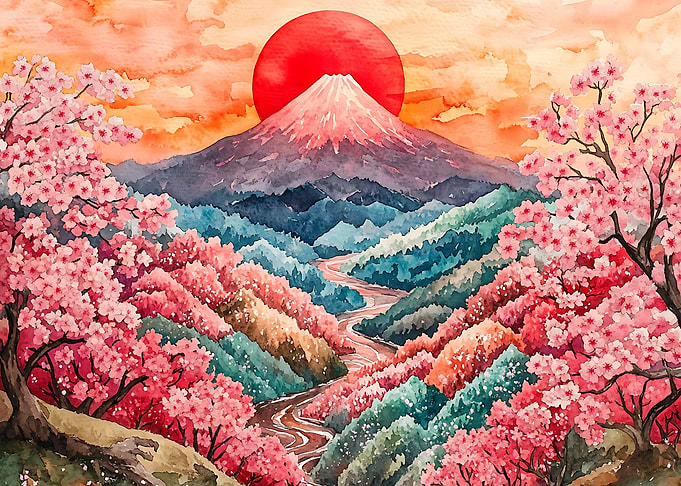 Mount Fuji and Cherry Blossoms