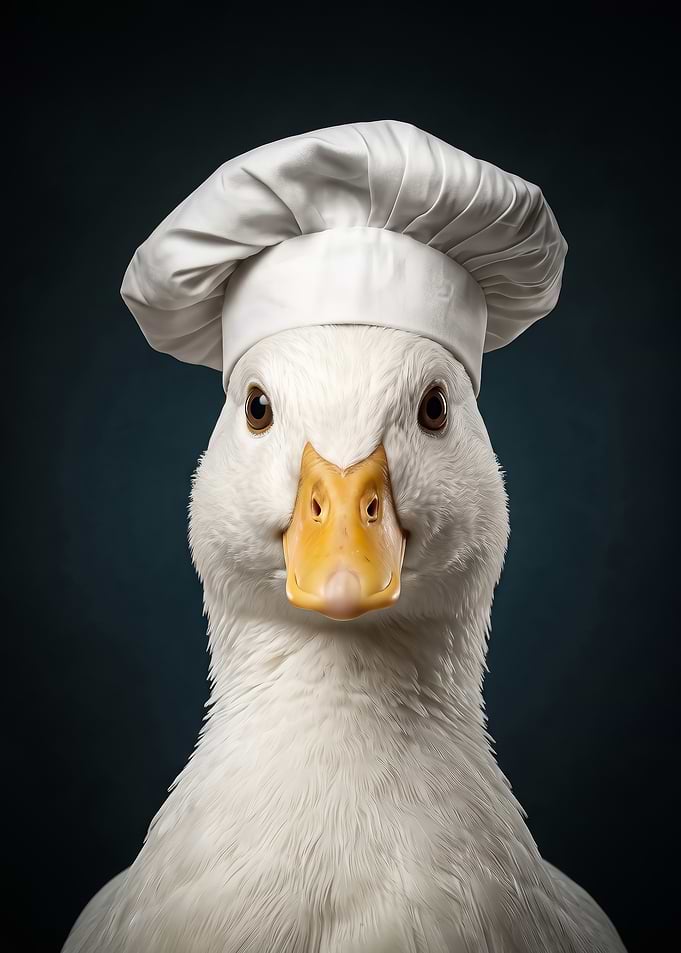 dark background Chef Duck Portrait poster