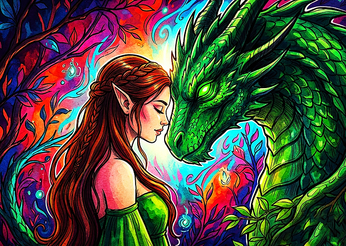 Dragon Elf Psychedelic Fantasy Art
