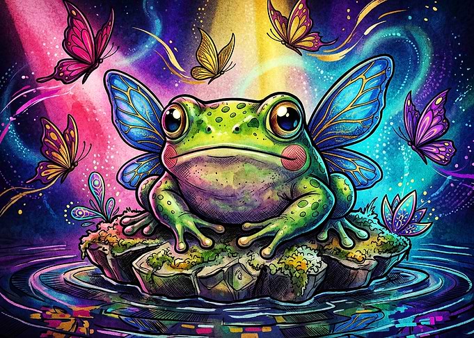 Fairy Frog Butterfly Magic Art