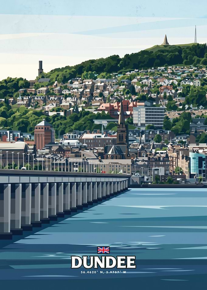 Dundee Scotland Cityscape Travel Poster