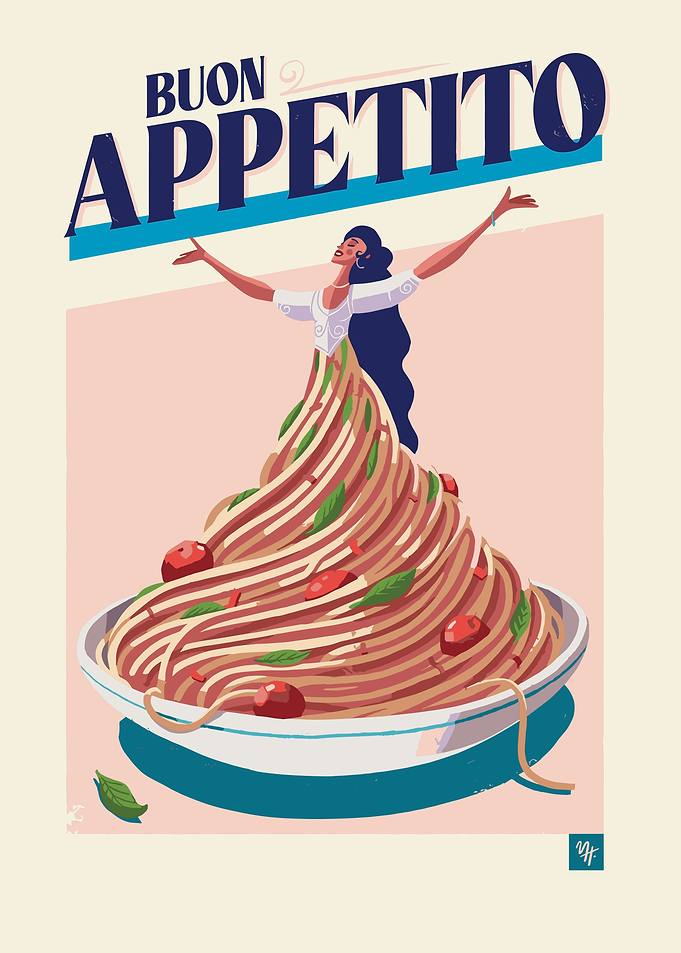 Buon Appetito Spaghetti Illustration