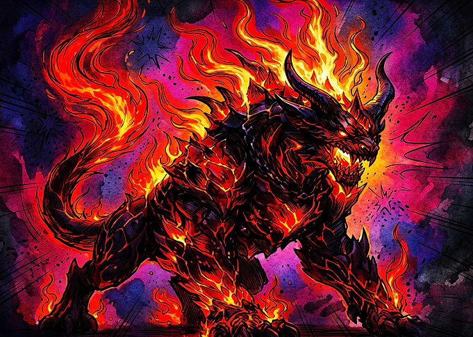 Fire Beast Monster Anime Art