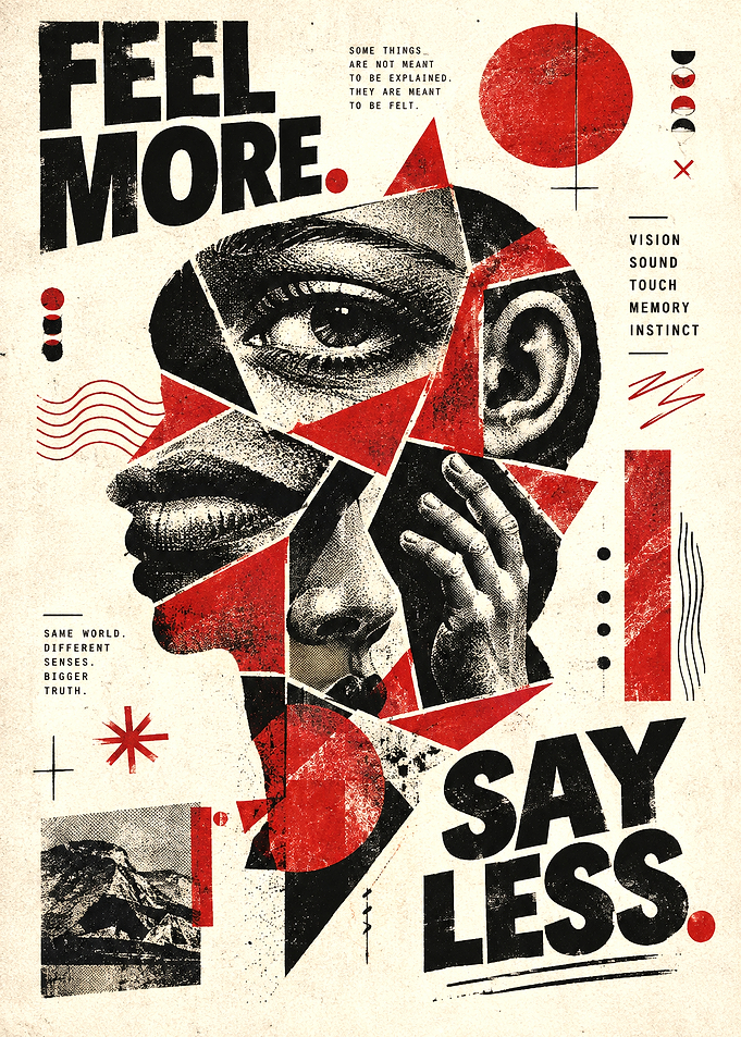 Feel More Say Less Abstract Poster