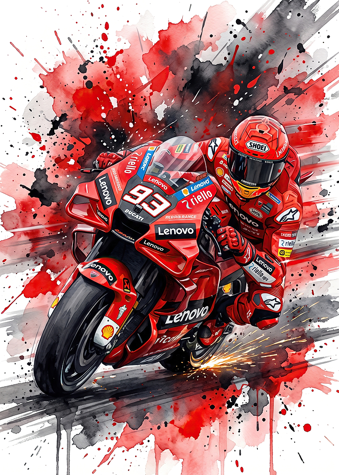 Marc Marquez Ducati MotoGP Watercolor Art