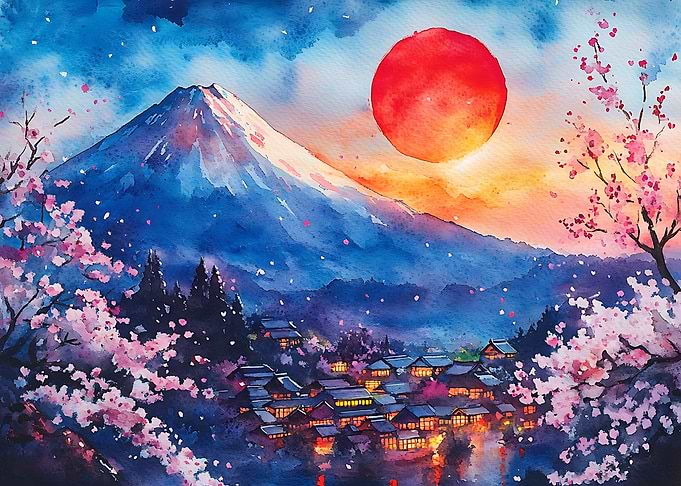 Mount Fuji and Cherry Blossoms