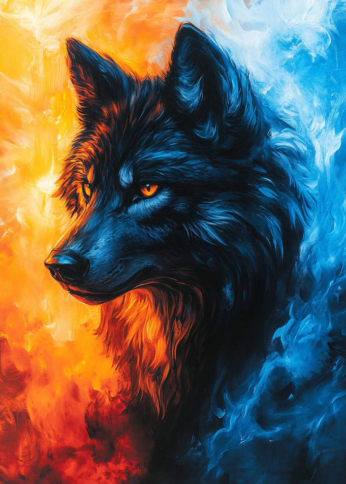 Fire and Ice Wolf Portrait