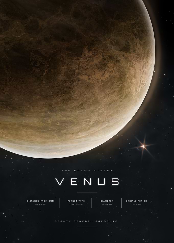 Venus Planet Educational Space Poster