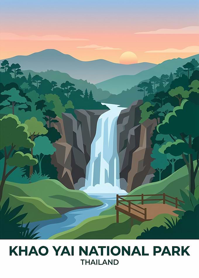 Khao Yai National Park Travel Poster