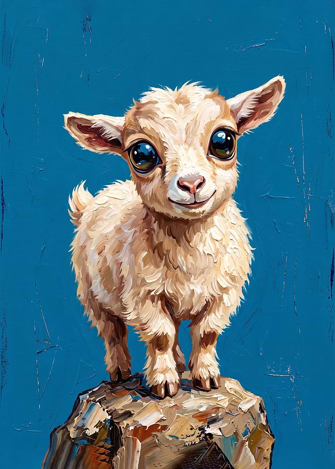 Cute Baby Goat Oil Painting