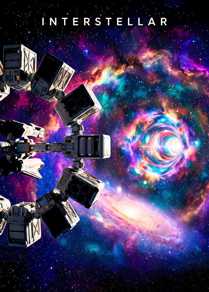 Interstellar Space Station and Wormhole Poster