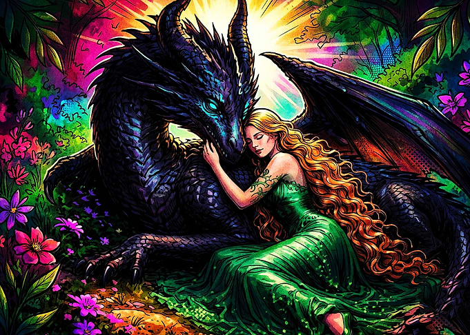 Dragon Maiden Fantasy Art Poster