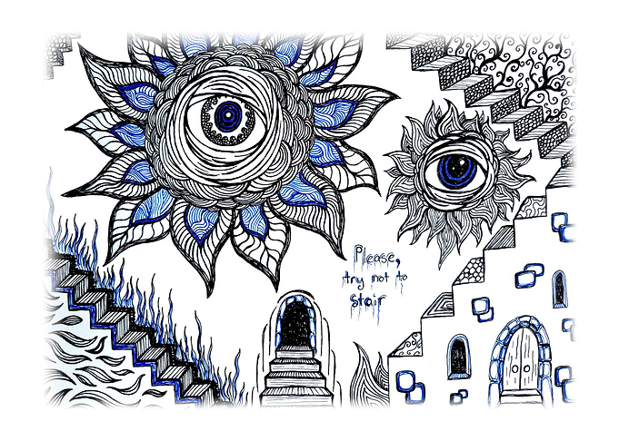 Surreal Eye and Staircase Doodle