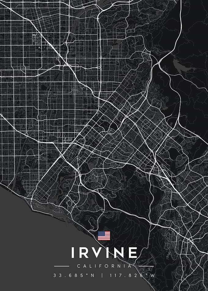 Irvine California Minimalist Map Poster