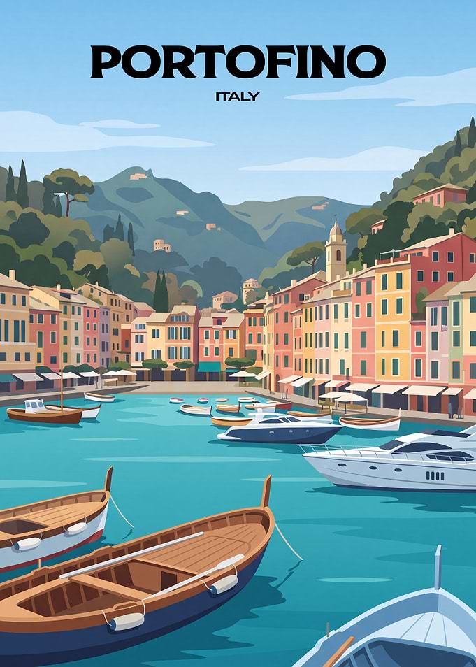 Portofino Italy Travel Poster