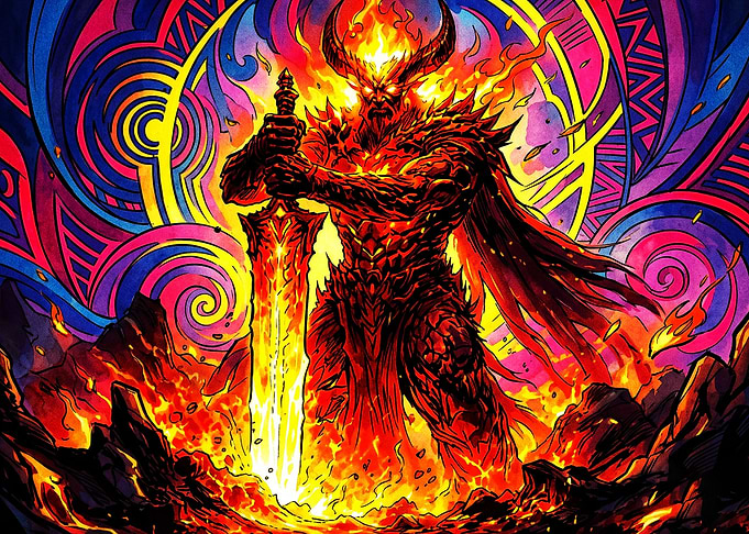 Demon Fire Sword Trippy Art