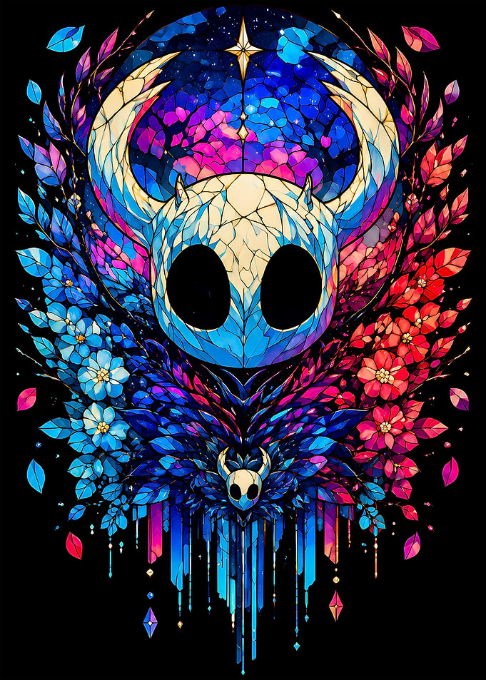 Hollow Knight Stained Glass Floral Art