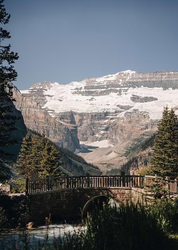Stone Bridge Before Snowy Mountains