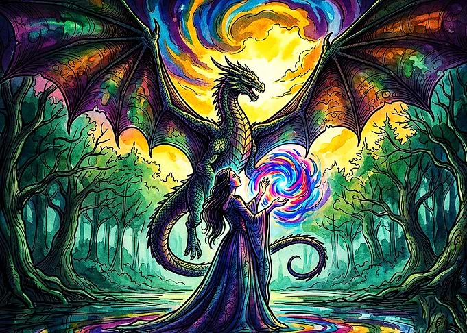 Dragon Witch Fantasy Psychedelic Ar