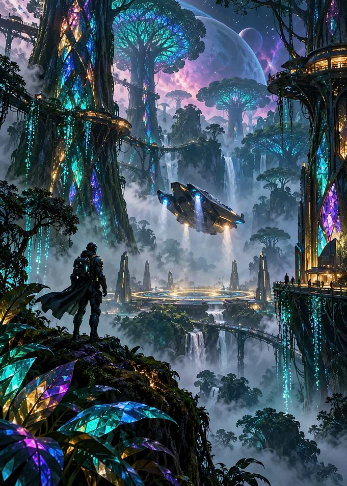 Futuristic Alien Jungle Cityscape