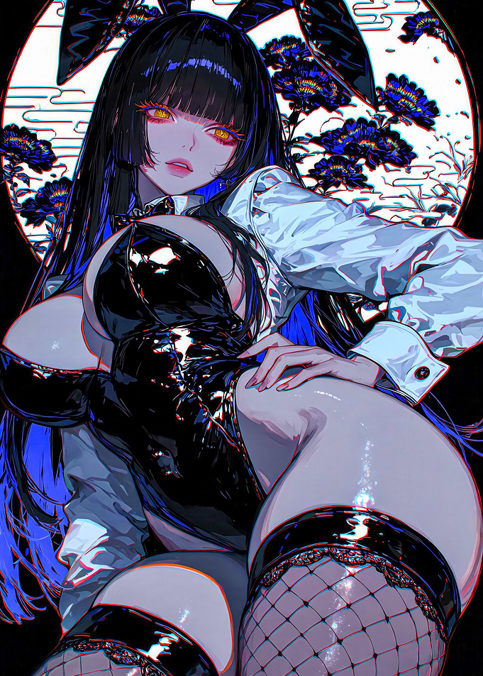 Anime Bunny Girl with Glowing Eyes