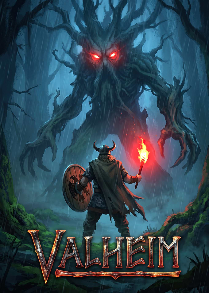 Valheim Viking Facing Forest Monster